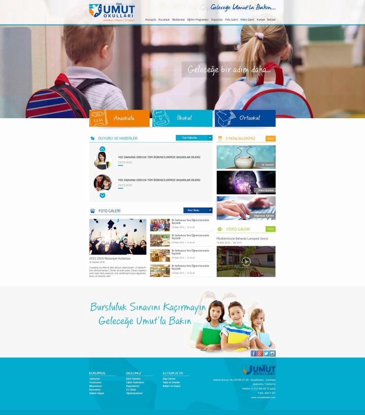 Umut Okulları Web Site Yazılım ve Tasarım Projesi