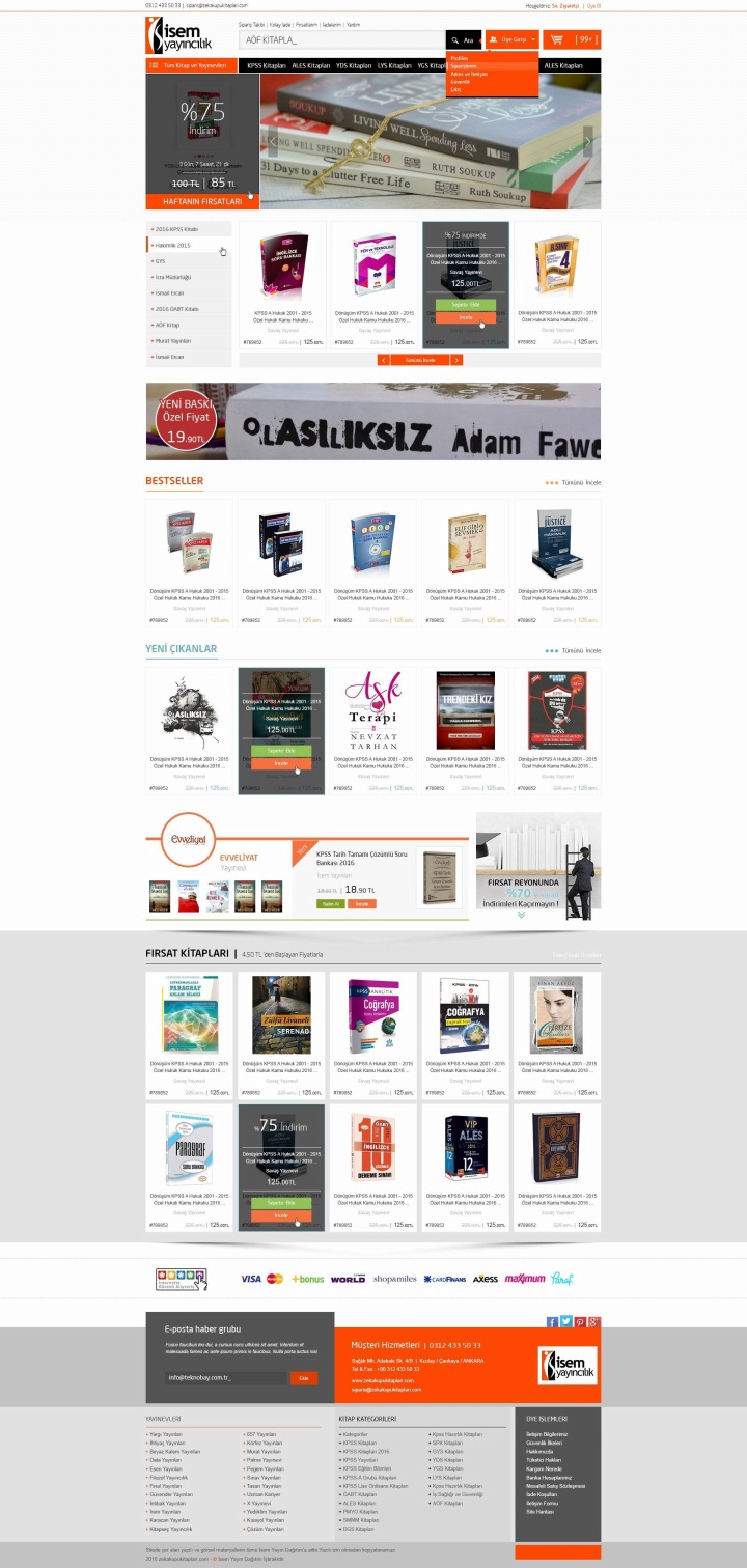 UX Ajans Yazılım ve Medya Hizmetleri İsem Kitap, E-Ticaret Yazılım Projesi Projesi-2