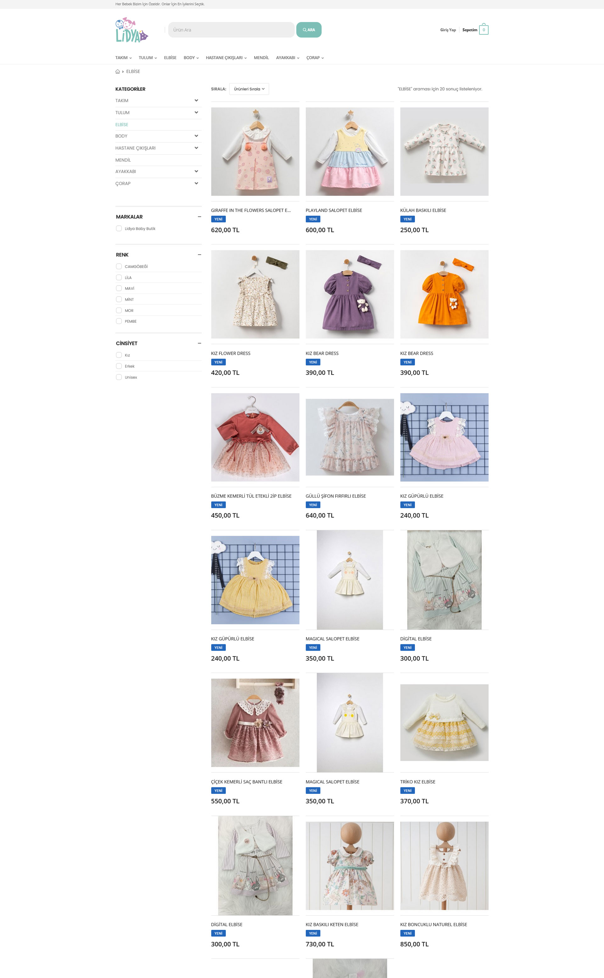 UX Ajans Yazılım ve Medya Hizmetleri Lidya Baby Butik, Lİdya Baby Butik E-Ticaret Projesi Projesi-2